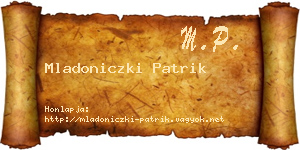 Mladoniczki Patrik névjegykártya